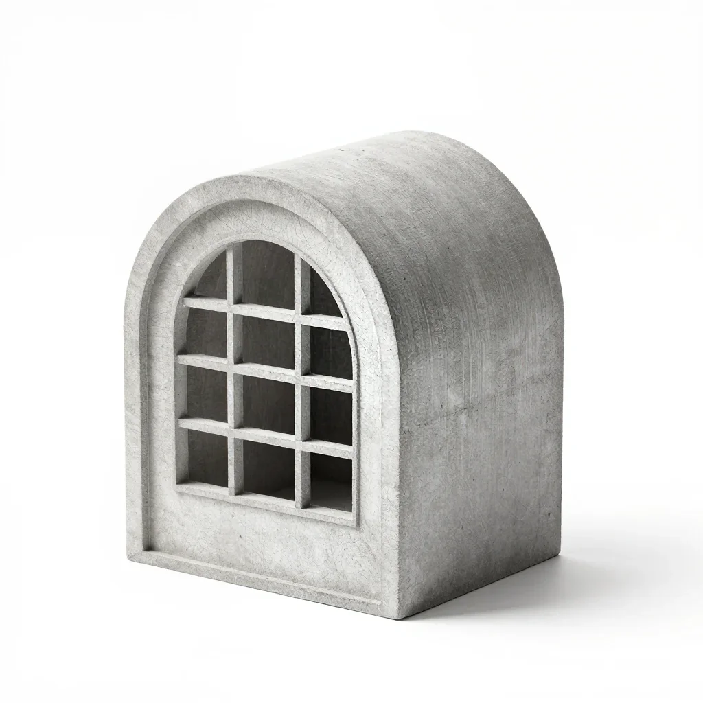 Japanese arched window isolated on a white background