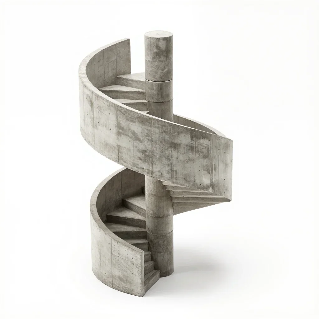 Japanese spiral staircase isolated on a white background