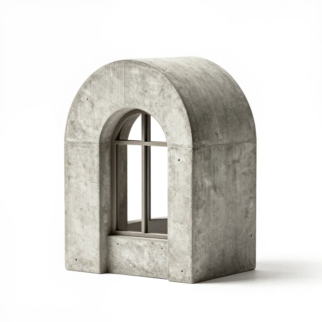 Modernist arched window isolated on a white background