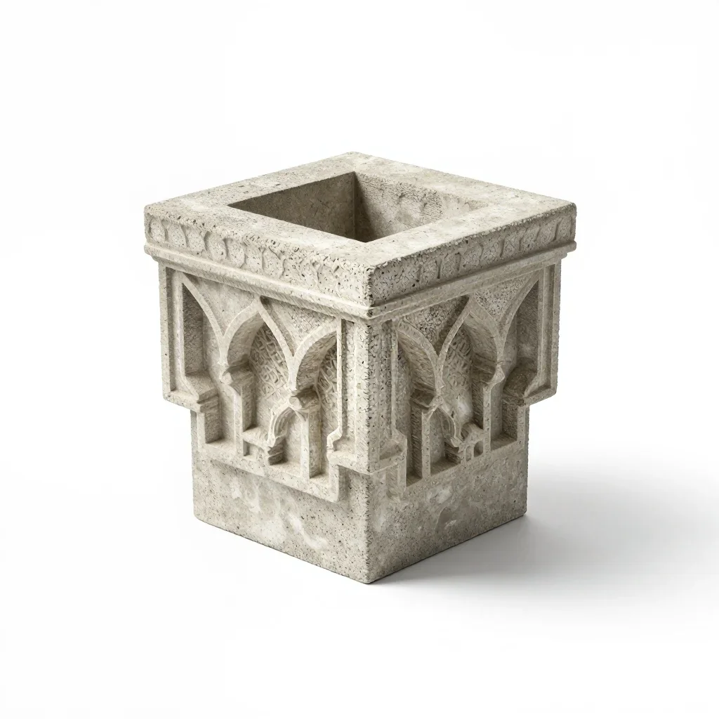 Moorish column capital isolated on a white background