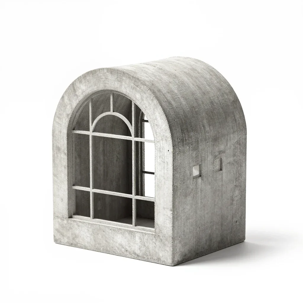 Industrial arched window isolated on a white background
