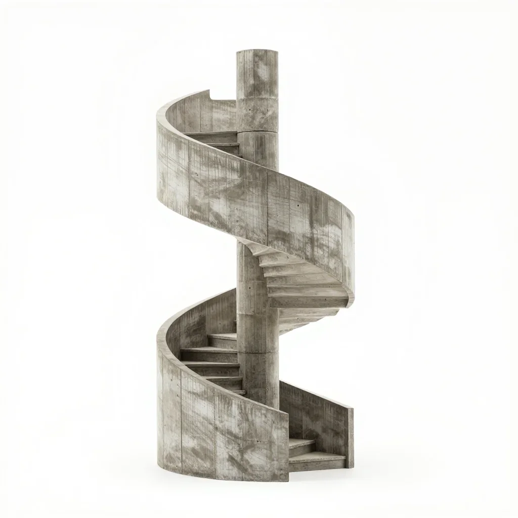Industrial spiral staircase isolated on a white background