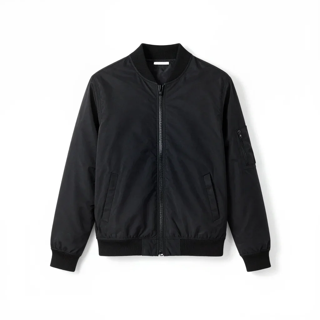 Minimalist bomber jacket isolated on a white background
