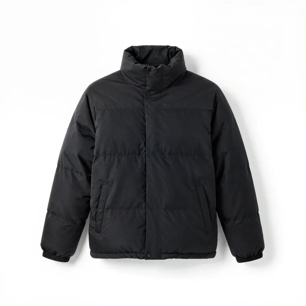 Minimalist puffer jacket isolated on a white background