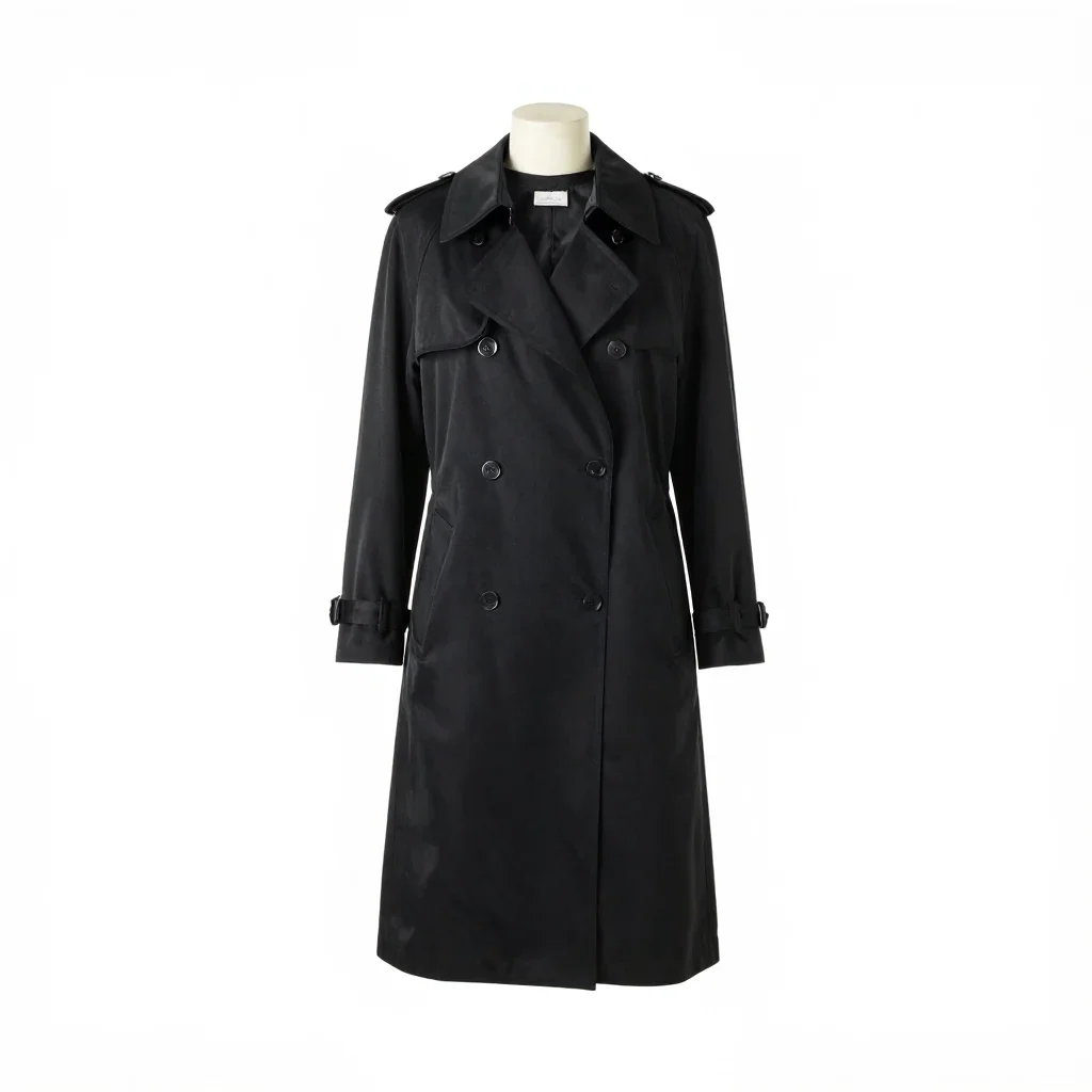 Sharply tailored trench coat isolated on a white background