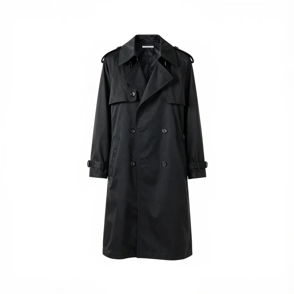 Techwear trench coat isolated on a white background
