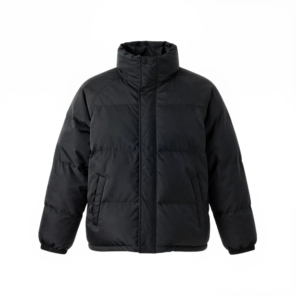 Avant-garde puffer jacket isolated on a white background