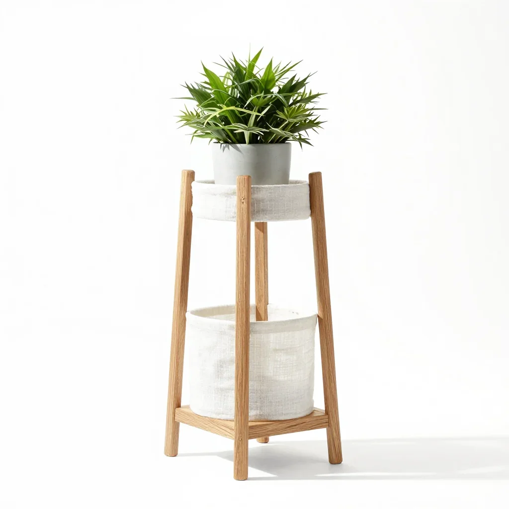 Maximalist plant stand isolated on a white background