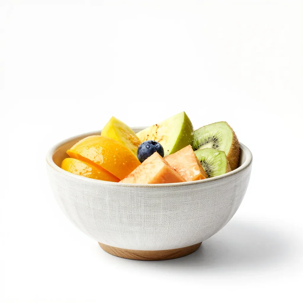 Mediterranean fruit bowl isolated on a white background
