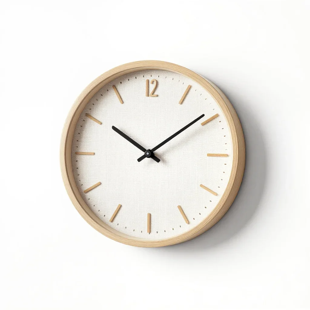 Minimalist wall clock isolated on a white background
