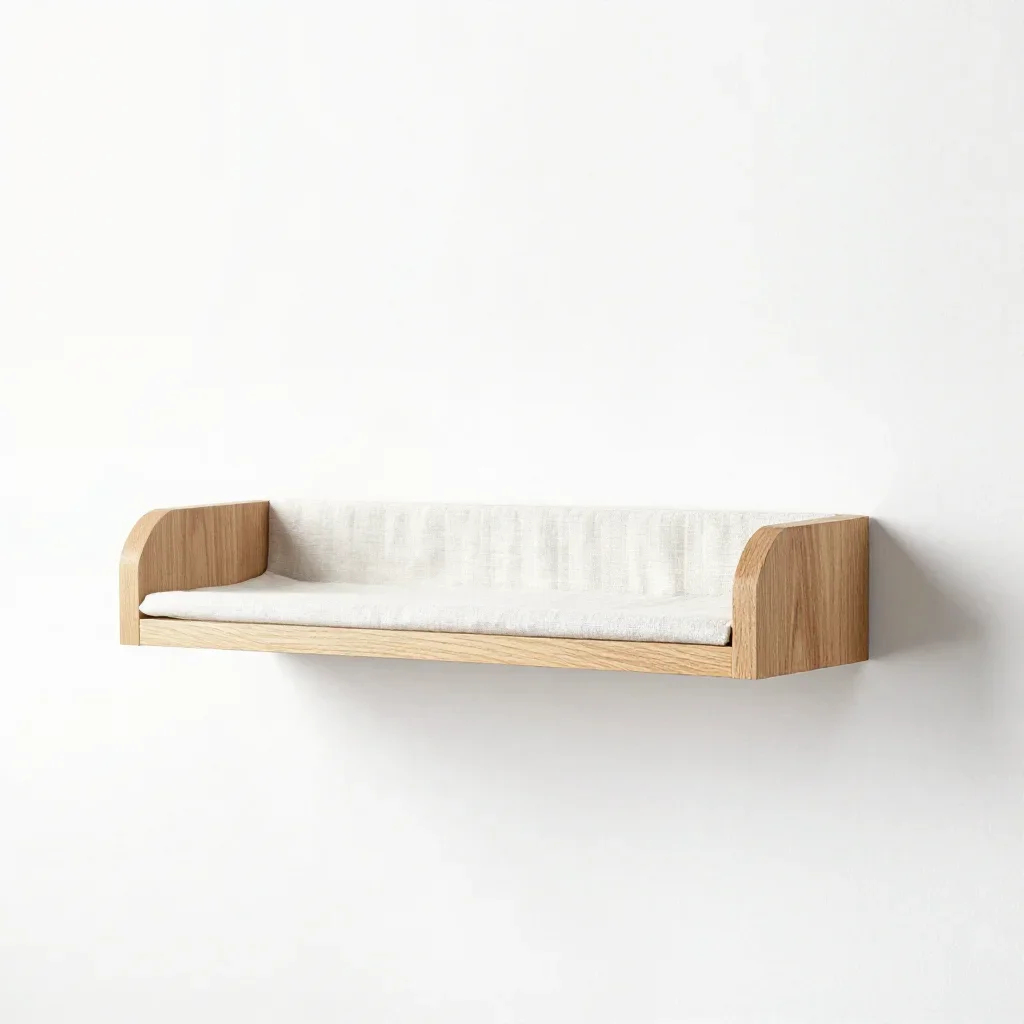 Minimalist wall shelf isolated on a white background