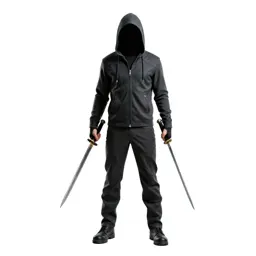 Hooded rogue with twin daggers