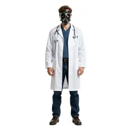 Plague doctor with a beaked mask