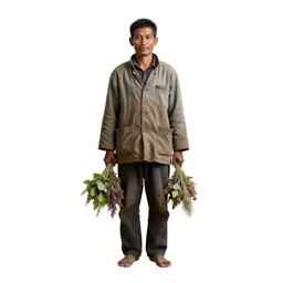 Village healer with herb bundles
