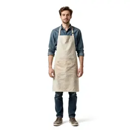 Ceramicist in a clay-dusted apron