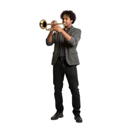 Jazz trumpeter mid-performance