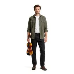 Luthier holding a violin