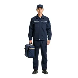 Postal courier with a satchel