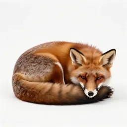Red fox curled asleep