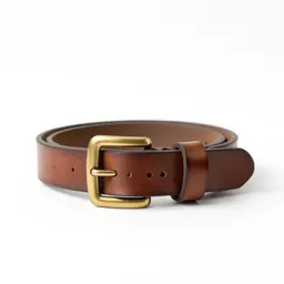 Leather belt with a brass buckle