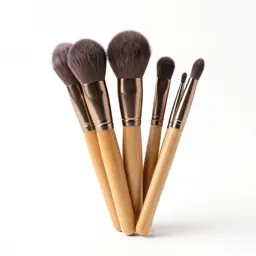 Makeup brush set in a cup