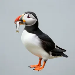 Puffin with a beakful of fish