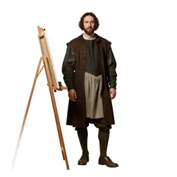Renaissance painter at an easel