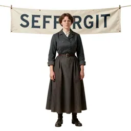 Suffragette with a banner