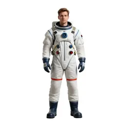 Orbital station engineer in a pressure suit