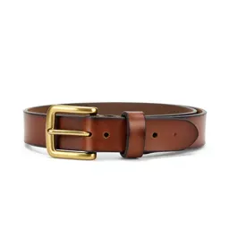 Leather belt with a brass buckle