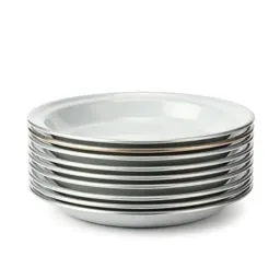 Stack of enamel camping plates