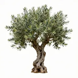 Olive tree with a gnarled trunk