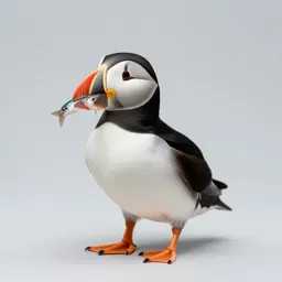 Puffin with a beakful of fish
