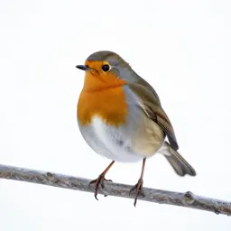Robin on a frosted branch