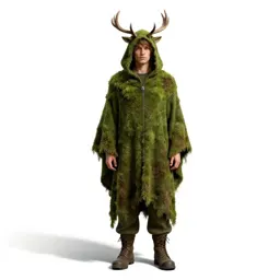 Druid cloaked in moss and antlers
