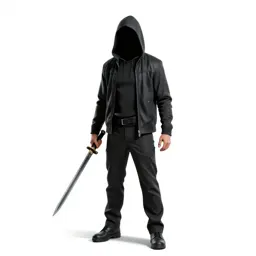 Hooded rogue with twin daggers