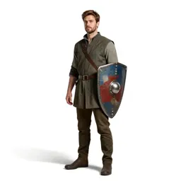 Knight errant with a battered shield