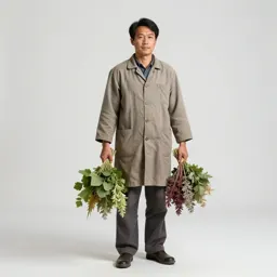 Village healer with herb bundles