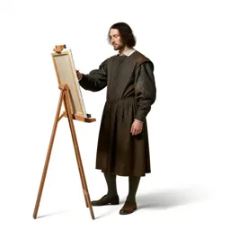 Renaissance painter at an easel