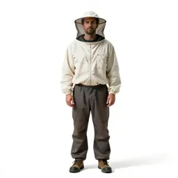 Beekeeper in a veiled suit