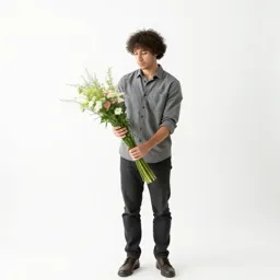 Florist arranging stems