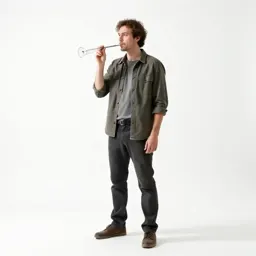 Glassblower with a blowpipe