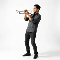 Jazz trumpeter mid-performance