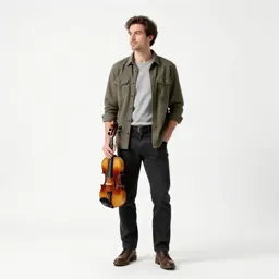 Luthier holding a violin