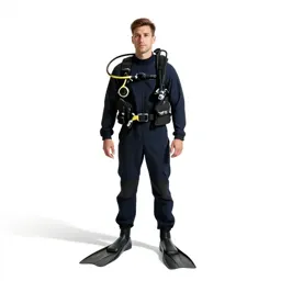 Rescue diver with fins