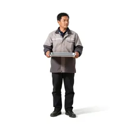 Street food vendor with a tray