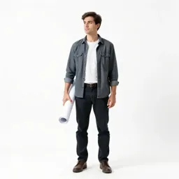 Architect carrying rolled plans