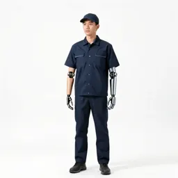 Courier with a cybernetic arm