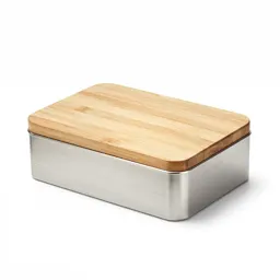 Natural wood lunch box