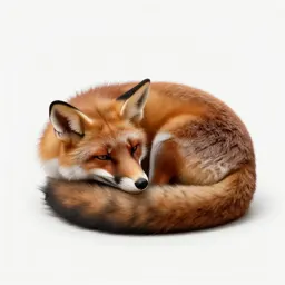 Red fox curled asleep